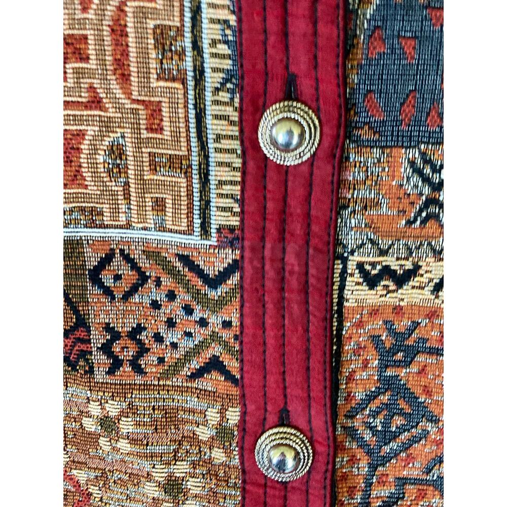 VTG Ladies Red Multicolored Embroidered Jacket Nepal Med Yak Magic Patchwork - Picture 8 of 13